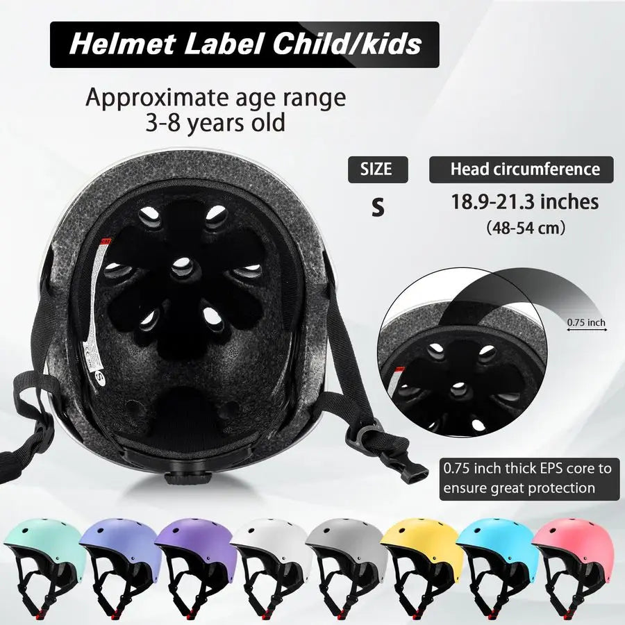 8 Pcs Kids Bike Helmets Bulk CPSC Certified Toddler Skateboard Adjustable Kids Bike Helmet Ages 58 Years Old Boys Girls for Skat
