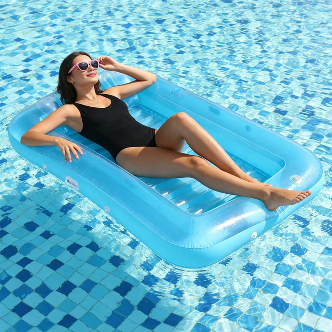 Double Person Inflatable Floating Mat with Pillow Adult Backrest PVC Water Park Sunbathing Pool Lounger Floating Mat