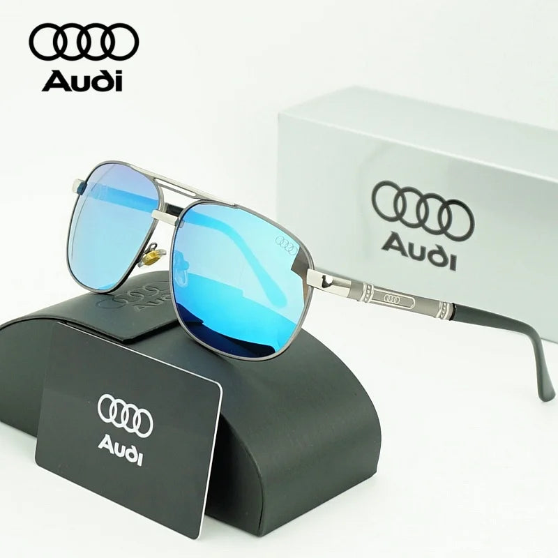 AUDI Luxury Red Gold Polarized Sunglasses Men Designer Driving Sun Glasses Male Pilot Goggles UV400 Eyewear Oculos De Sol