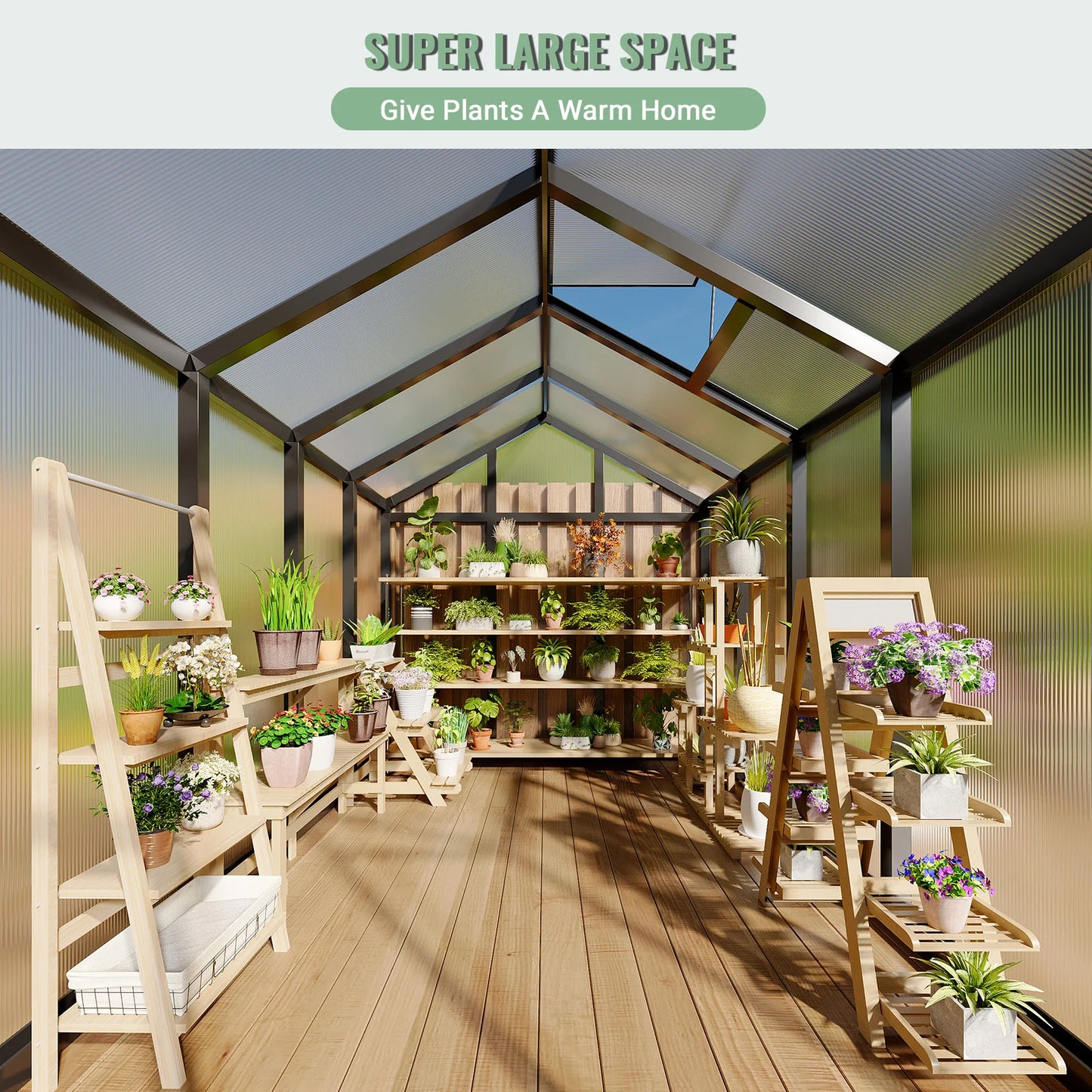 6x8 FT Greenhouse, Aluminum Walk-in Greenhouses for Outdoors, Large Heavy Duty Polycarbonate Greenhouse with Roof Vent