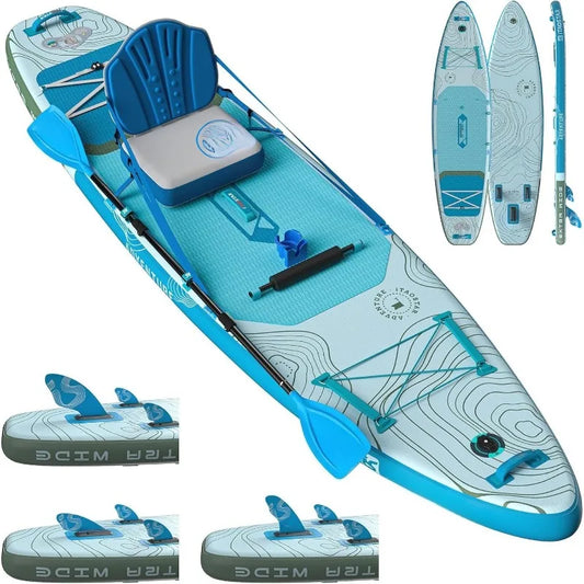 12’×35"/39" Extra Wide Paddle Board, One-Stop Premium SUP Board Accessories, Tailored 5 Fins, Stable Inflatable Stand