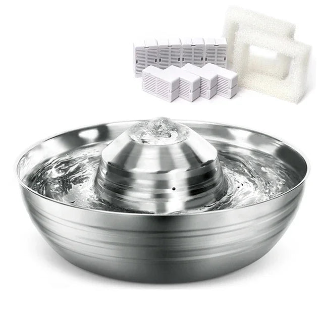 Dog Cat Water Fountain Stainless Steel Pet Drinking Fountain for Cats Small Dogs 2L Ultra-Quiet Automatic Fountains Dog Drinker