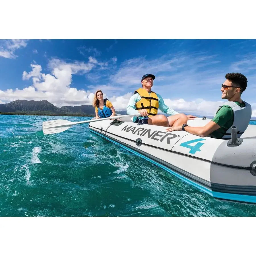 68376EP Mariner 4 Inflatable Boat Set Includes Deluxe 54in Boat Oars and HighOutput Pump WearResistant Keel Removable Fishing R