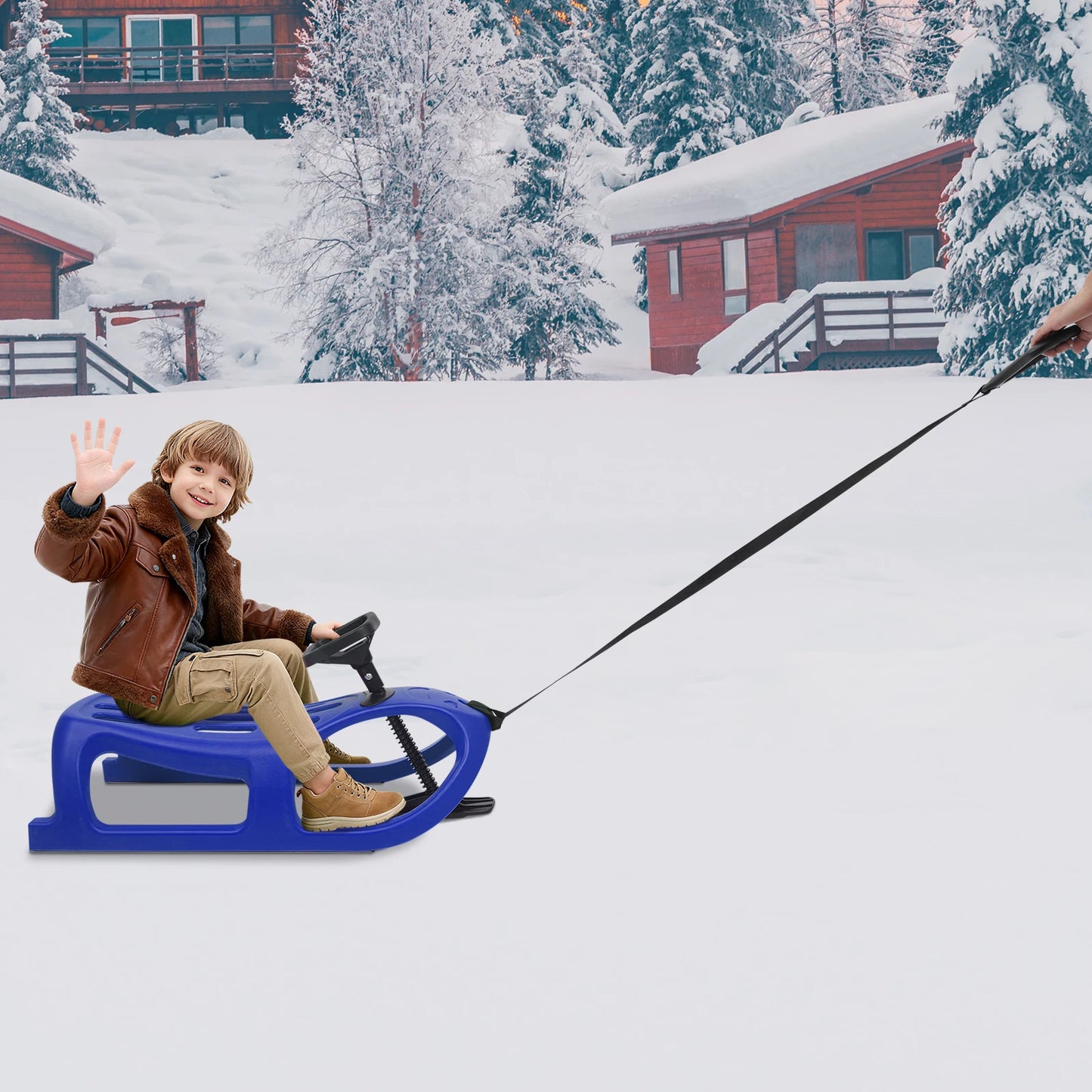 Snow Sled Single Rider Winter Sleigh Outdoor Snow Sled for Toddlers & Kids For Snowy Hills