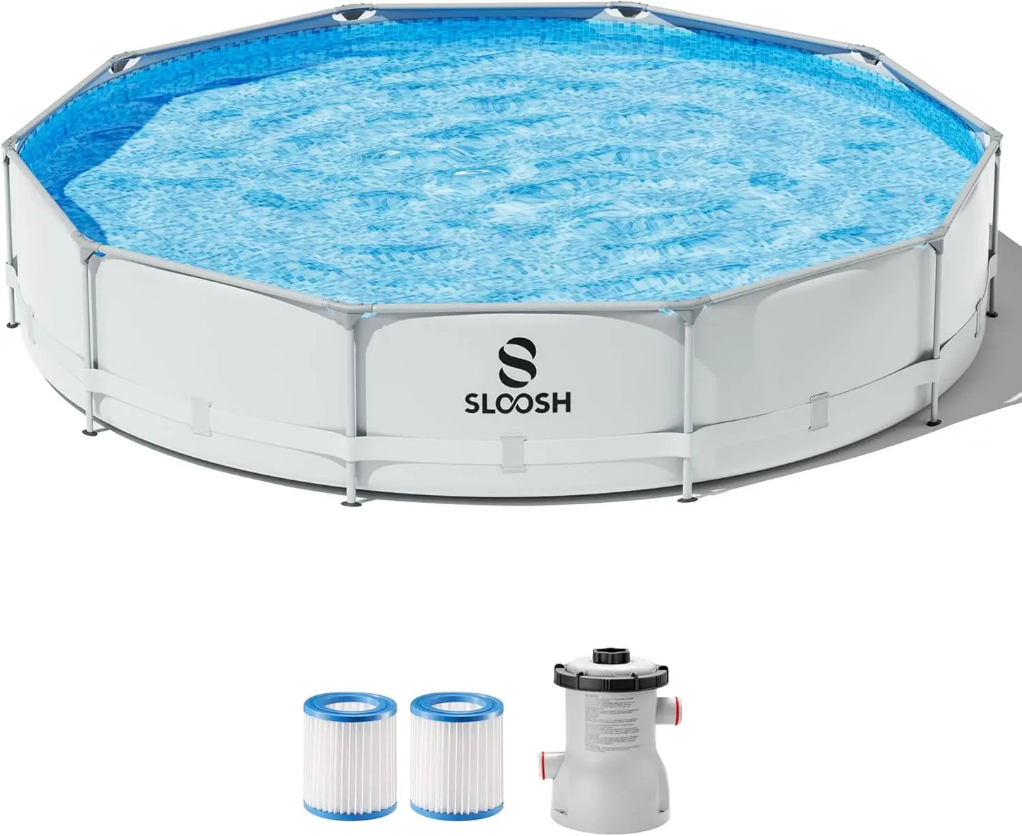 JOYFY Round Above Ground Pool 12ft/10ft/15ft Outdoor Round Frame Above Ground Swimming Pool Set for Kids Adults with Filter Pump
