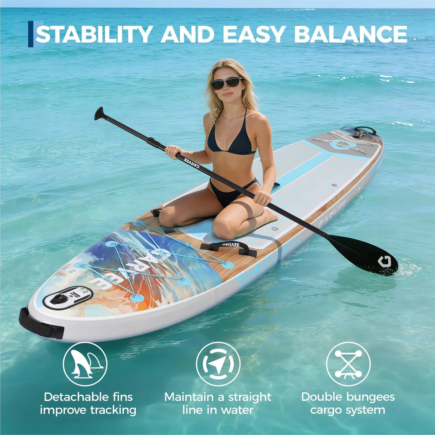 Inflatable Paddle Board, Inflatable Stand Up Paddleboards with Premium SUP Accessories, High Weight Capacity, Large Paddle