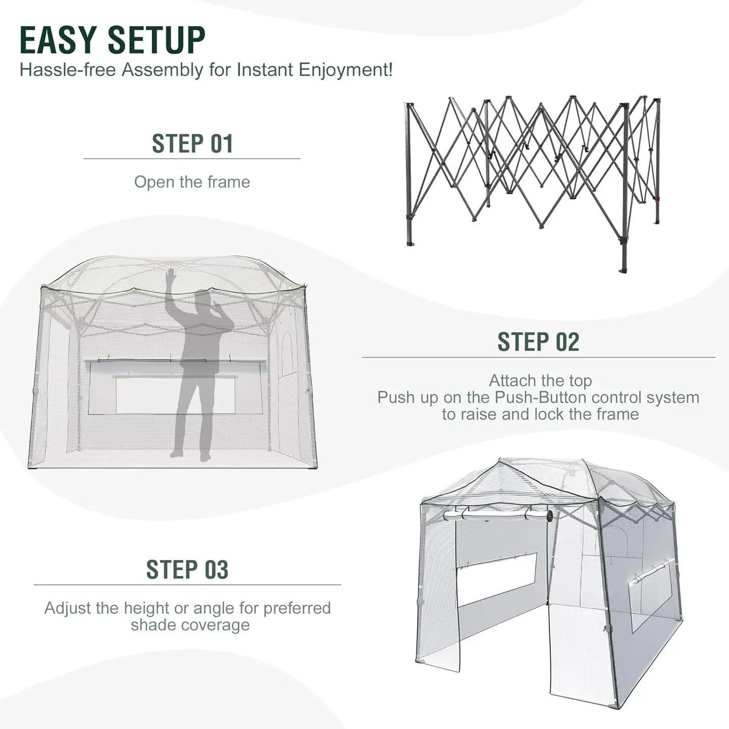 11 x 8.5 x 7.5 FT Walk-in Greenhouse, Portable Pop-up Greenhouse for Indoor Outdoor, Plant Garden Green House with, Customized