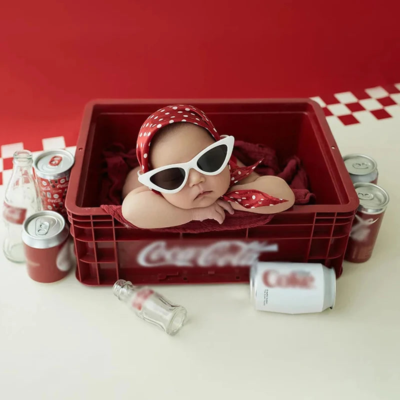 Cool Boy Theme Photography Set Newborn Jumpsuit Girls Sunglasses Drink Bottle Photo Theme Set Baby Shoot Decorative Props