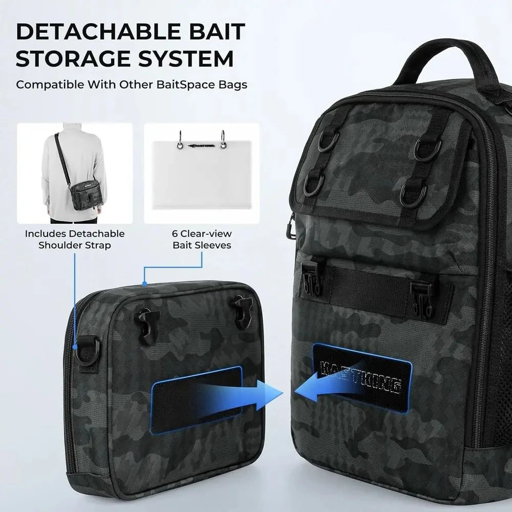 Fishing Sling Backpack with Rod and Drink Holder, KastKing BaitSpace Tackle Bag for Fishing Essentials