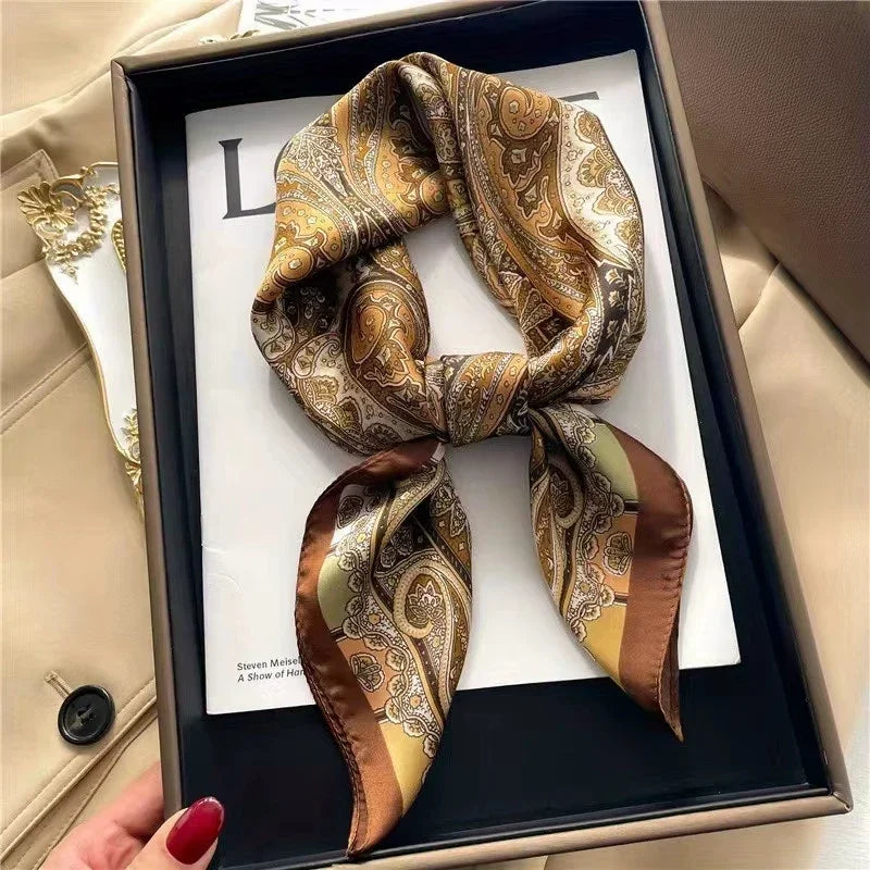 2026 New Fashion 70X70cmPrinted Women's Scarf Pashmina Silk Scarf Square Shawl Decorative Headband Neck Luxury Design Bandana