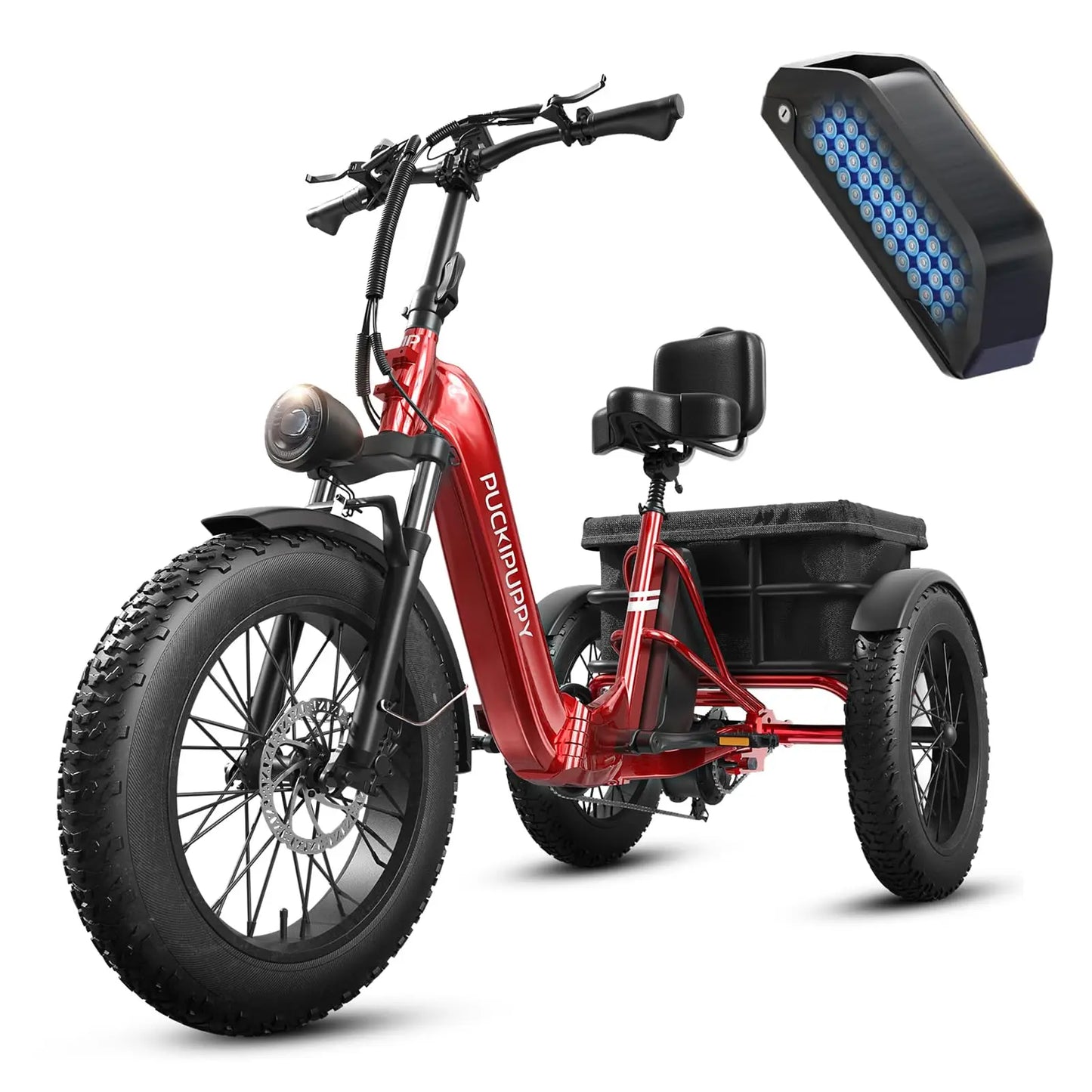 PUCKIPUPPY Husky Electric Trike for Adult 960W Peak Motor 60 Miles Range Tricycle 500 Lbs Load Electric Trike 2-Year Warranty