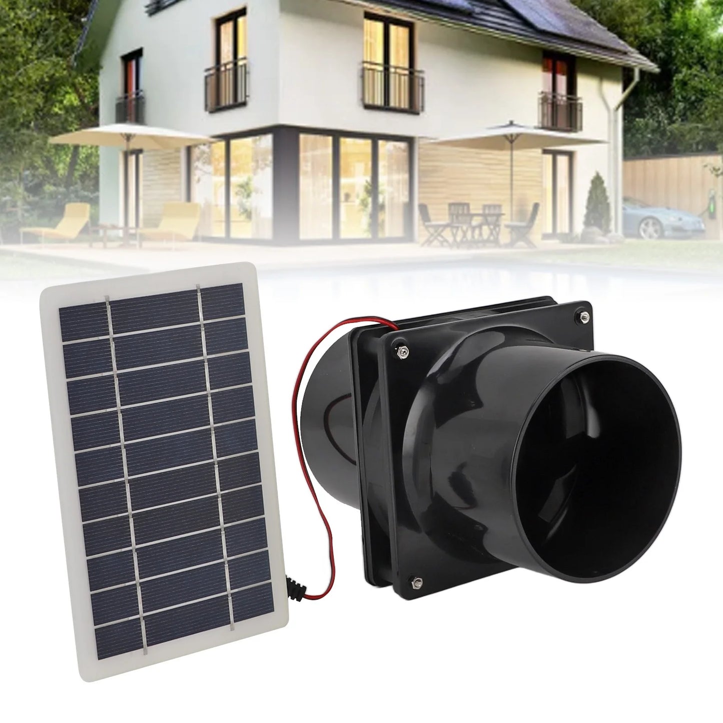 Solar Fan Ventilator Solar Powered Exhaust Fan 10W Round Pipe Energy Saving 12V High Efficiency for Greenhouse
