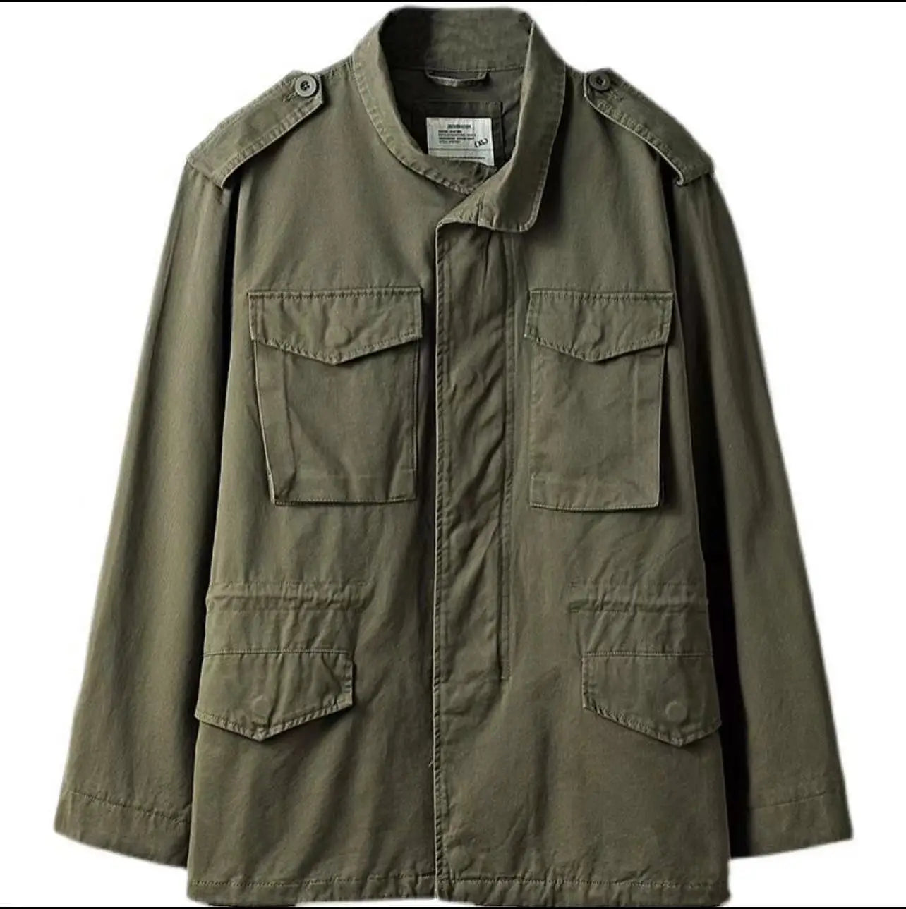 Vintage Men's Cargo Jacket Casual Solid Coat Mens Clothes Multi-Pocket Jacket Retro Jackets for Men Green Outdoor Windbreaker