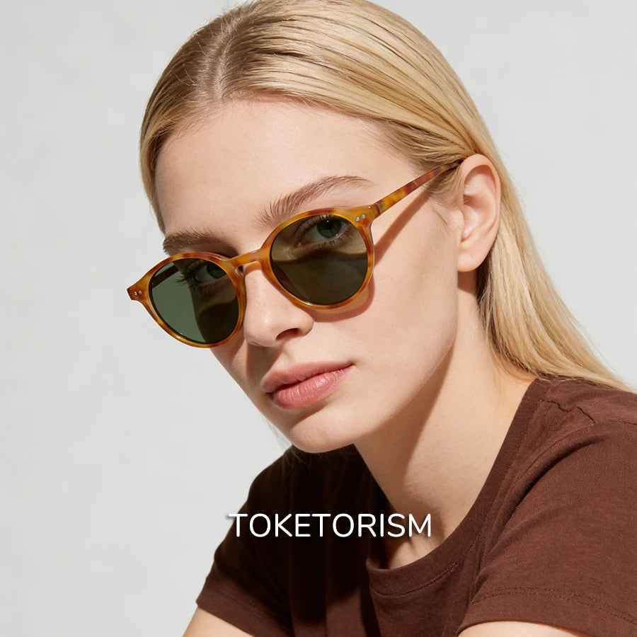 Toketorism Vintage Round Polarized Sunglasses For Women UV400 Men's Fashion Glasses