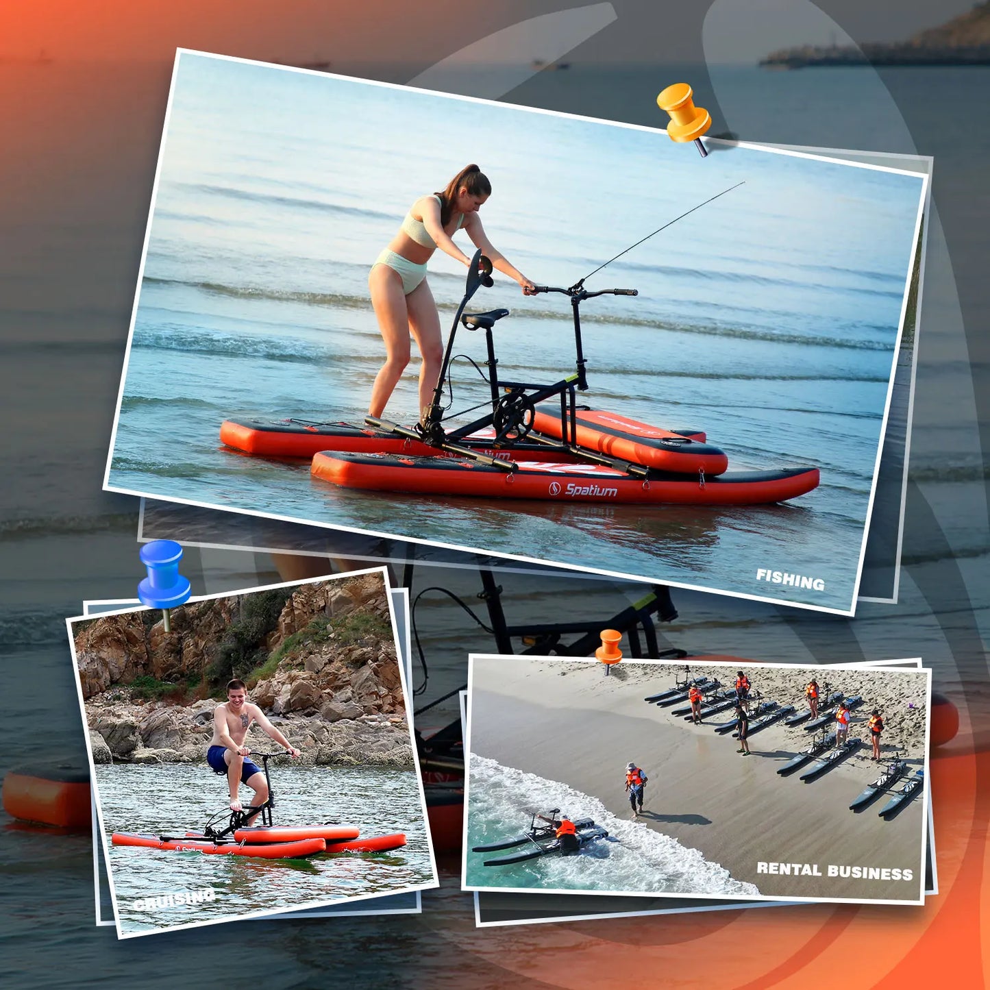 Spatium Water Bikes for Lake Inflatable Water Bike 3.0 Adult Inflatable Pontoon Water Bicycle  3-bladed Propeller Water Bike