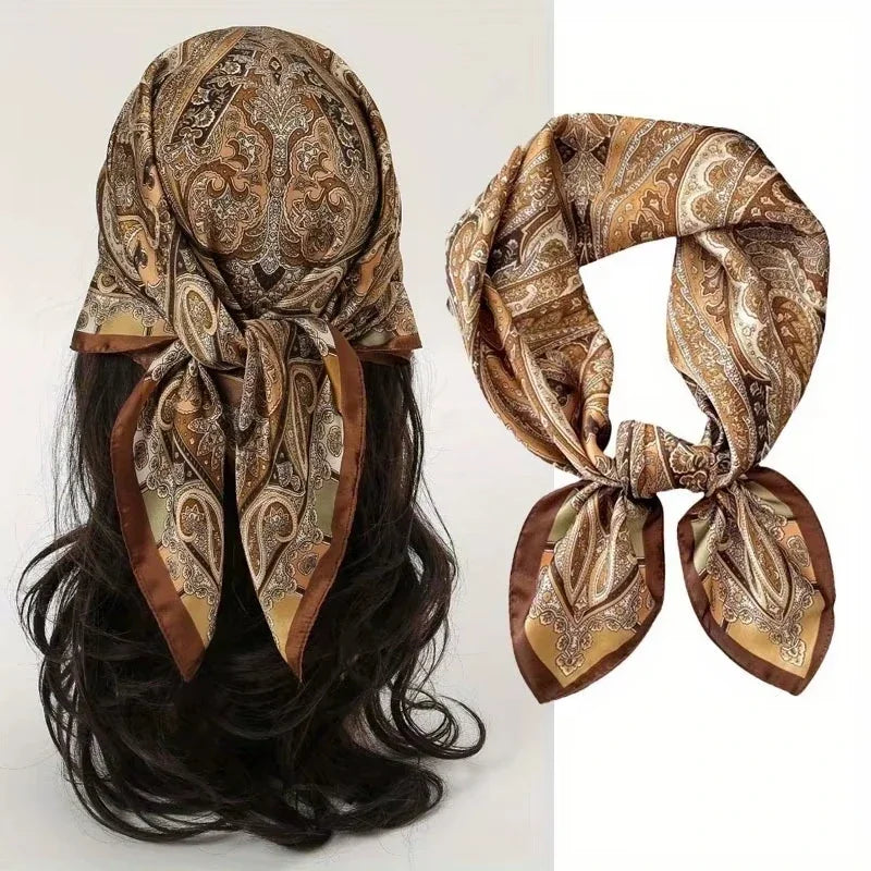 2026 New Fashion 70X70cmPrinted Women's Scarf Pashmina Silk Scarf Square Shawl Decorative Headband Neck Luxury Design Bandana