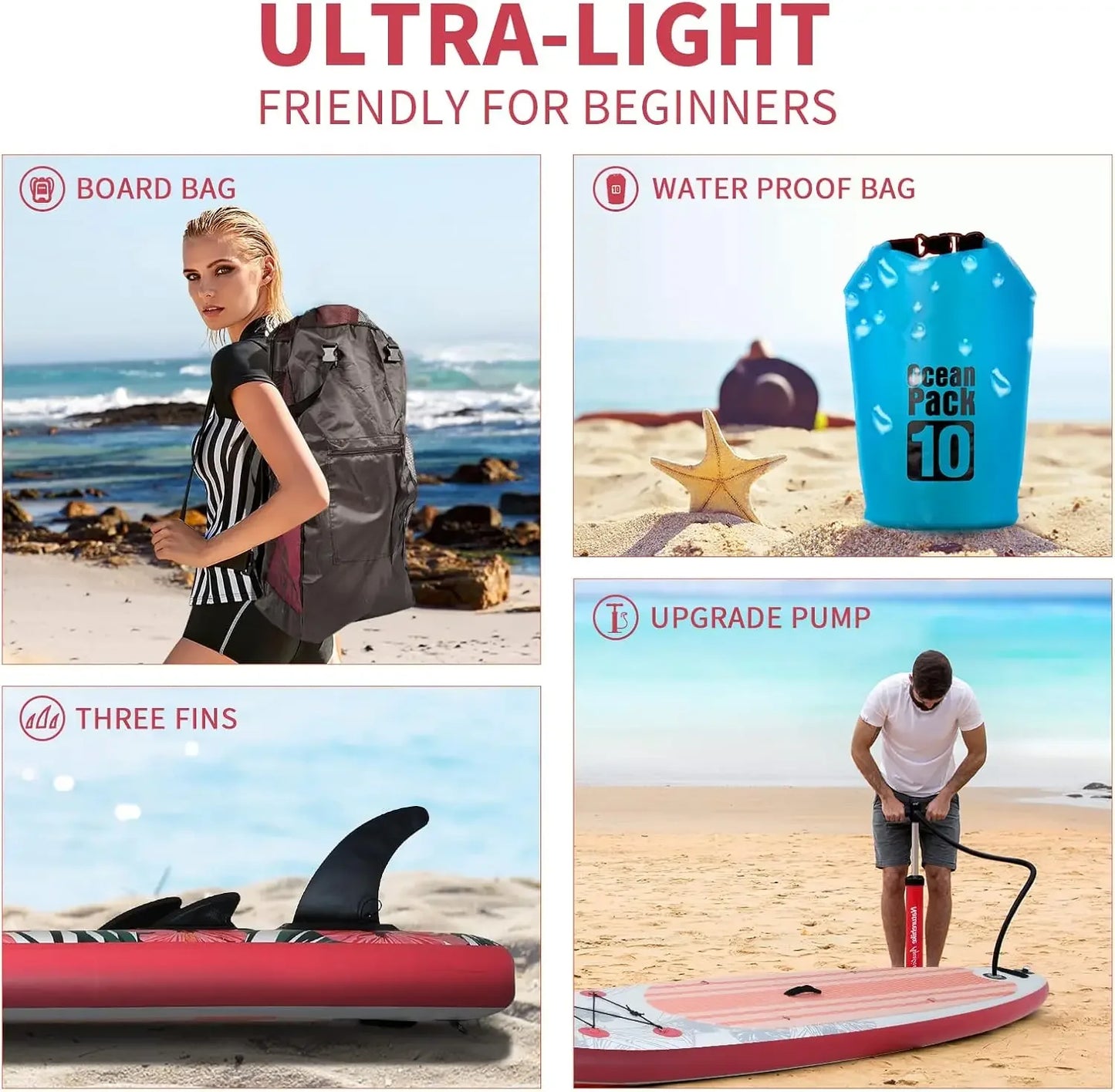 Inflatable Stand Up Paddle Board with Kayak Seat, Non-Slip Deck SUP Paddle Board with Premium KayakPortable Standing Boat for