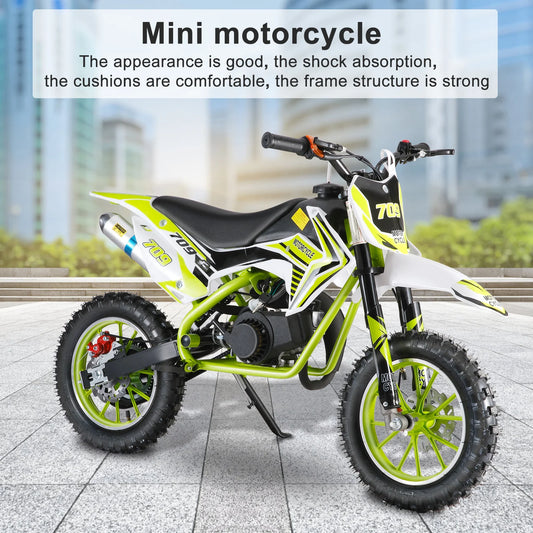 49cc 2-Stroke Dirt Bike, Gas Motocross, Off Road Mini Motorcycle, Pocket Motorbike with Front Rear Disc Brakes,Christmas gift