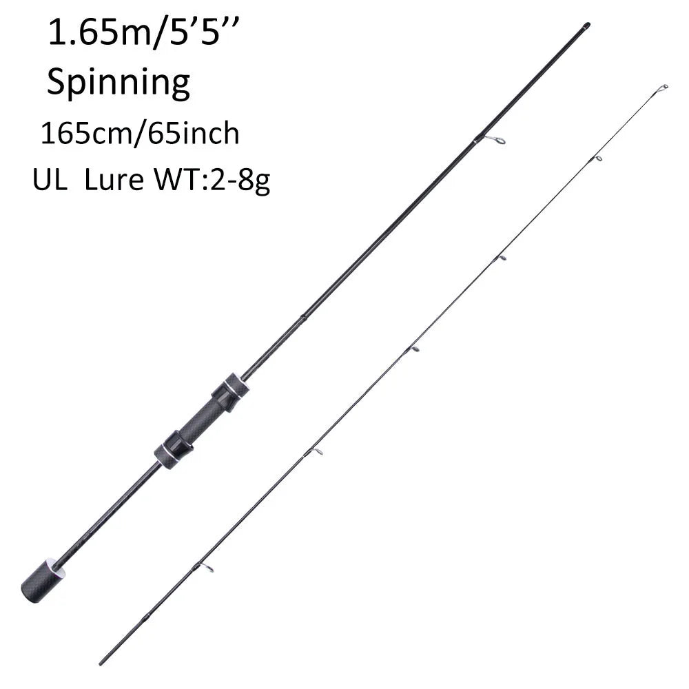 FISHINGFANS CARBON HANDLE UL ML FUJI O GUIDE X CROSS CARBON TAPE ULTRALIGHT MEDIUM LIGHT SPINNING CASTING FISHING ROD