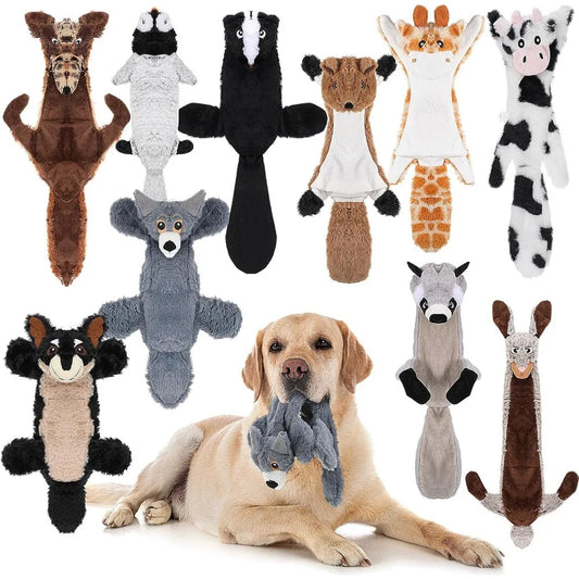 Sratte 10 Pcs Soft Dog Squeaky Toys No Stuffing Crinkle Dog Toy for Aggressive Chewers Durable Plush Teething Puppy Squeak Anima