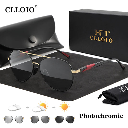 CLLOIO New Fashion Aluminum Photochromic Sunglasses Men Polarized Driving Sun Glasses Chameleon Anti-glare Sport Oculos de sol