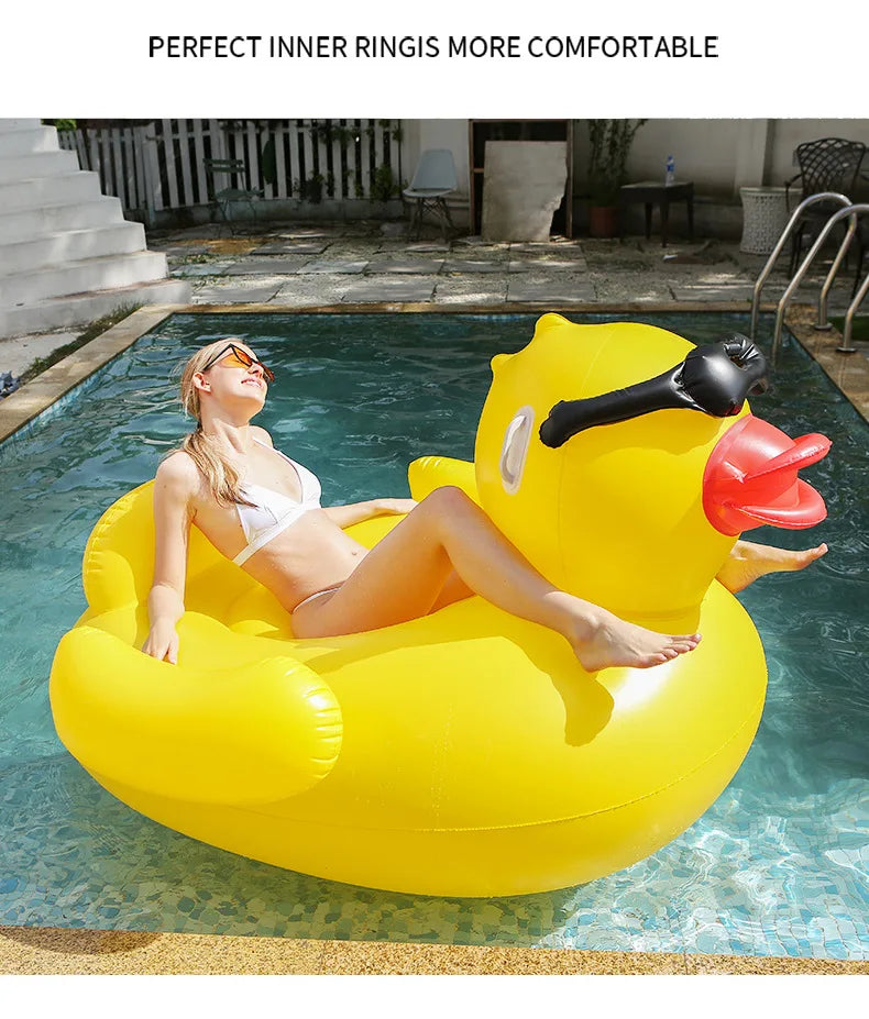 Thickened Swimming Pool Floating Bed Air Mattress water Hammock PVC infltable big yellow duck floating mat Floating Row