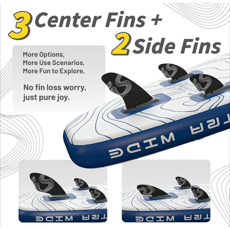 12’×35"/39" Extra Wide Paddle Board, One-Stop Premium SUP Board Accessories, Tailored 5 Fins, Stable Inflatable Stand