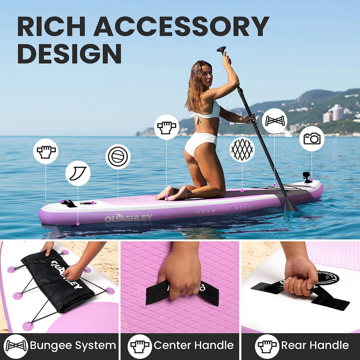 320*86*15cm Inflatable SUP Stand-Up Paddle Boards for All Skill Levels Ultra-Light Paddleboard with Durable SUP Accessories