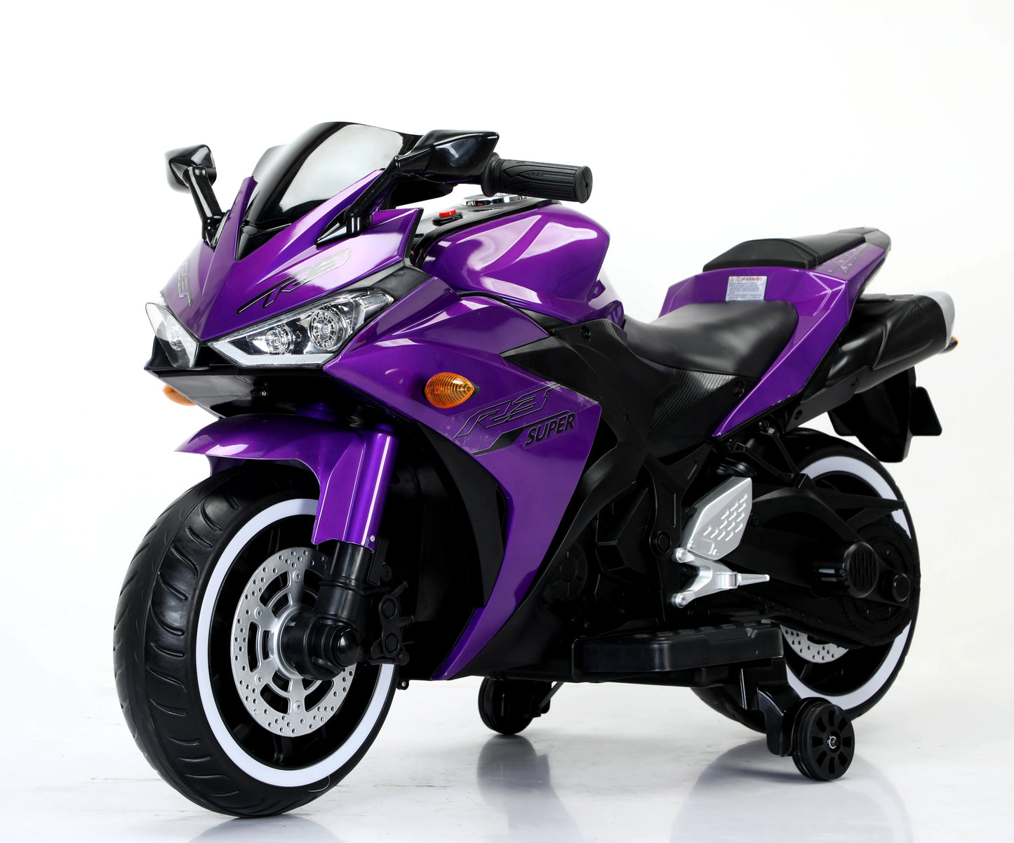 Kids Electric Motorcycle w/ Training Wheels & Manual Throttle for 3-6 Years Boys Girls Light-Up Wheels Ride-On Bike Toy Gift ﻿