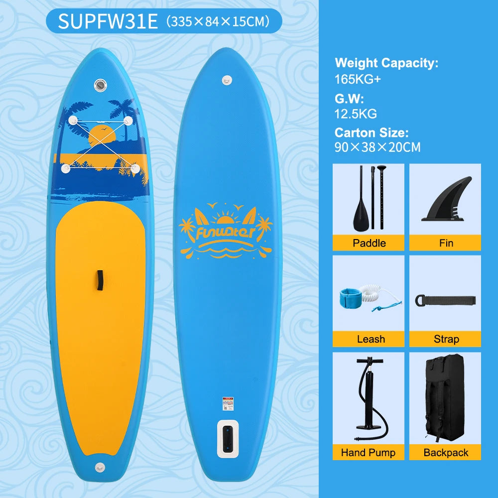 FUNWATER Inflatable Paddle Board Stand-Up Paddle Board Surfboard Ultra-Light for All Skill Levels With SUP Accessories