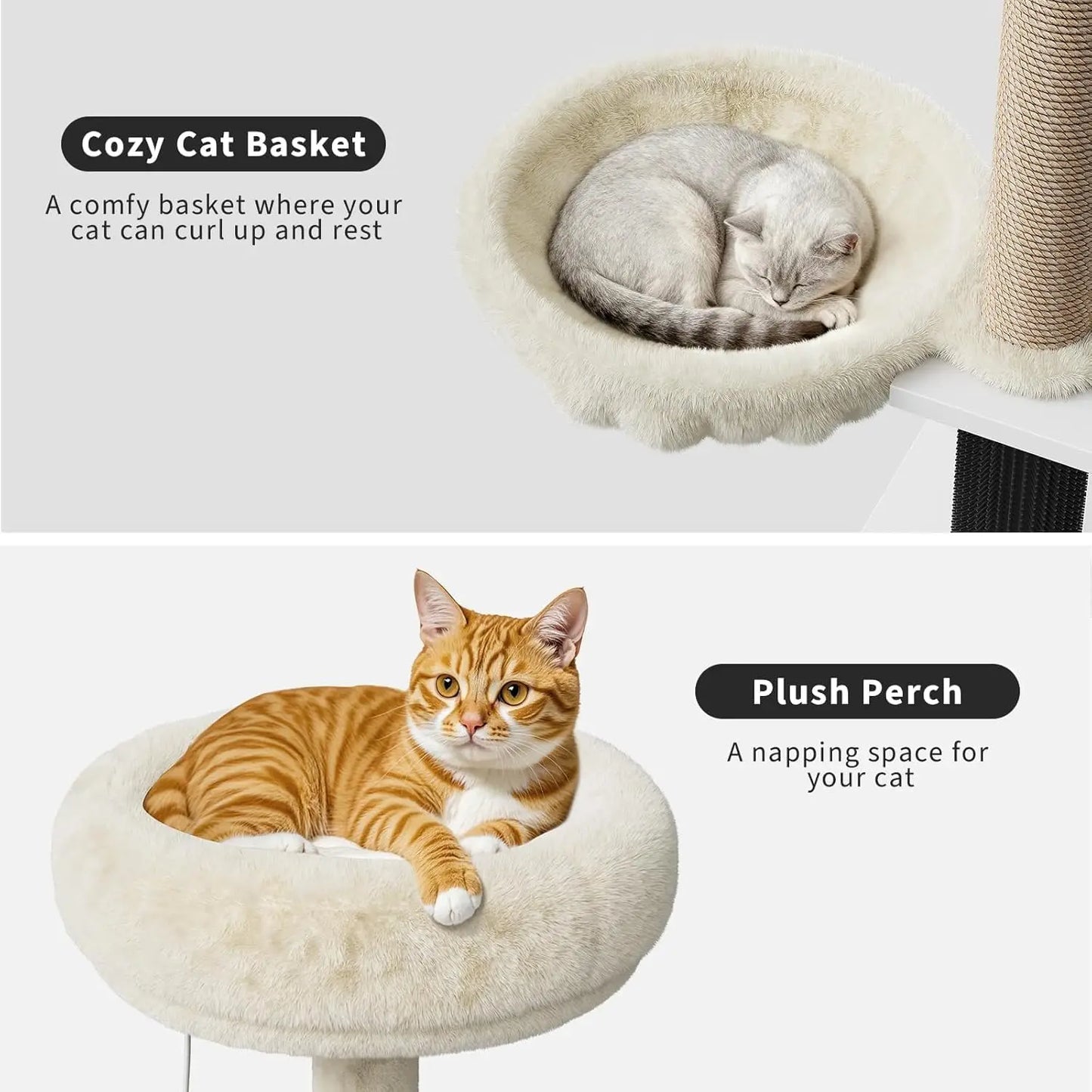 3-in-1 Cat Litter Box Enclosure With Cat Tree Tower Hidden Washroom Furniture Sisal Scratching Post & Plush Perch
