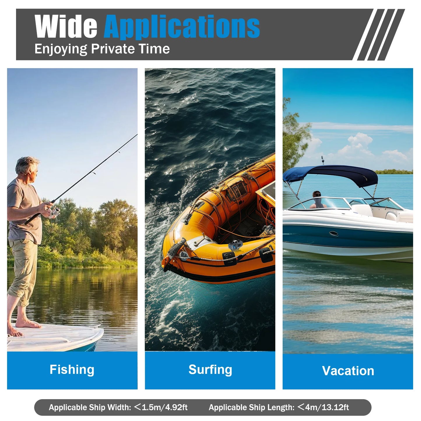 800W 12V Electric Outboard Engine Battery-powered Outboard Engines Low Noise 55lbs Thrust  for Kayaks, Plastic Boats, etc