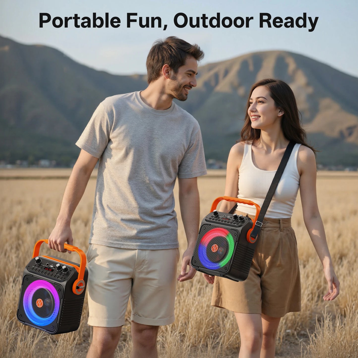 T35 High Power Karaoke Bluetooth Speaker Music Rhythm Light 360 Degree Stereo Surround Wireless Subwoofer with Dual Microphone