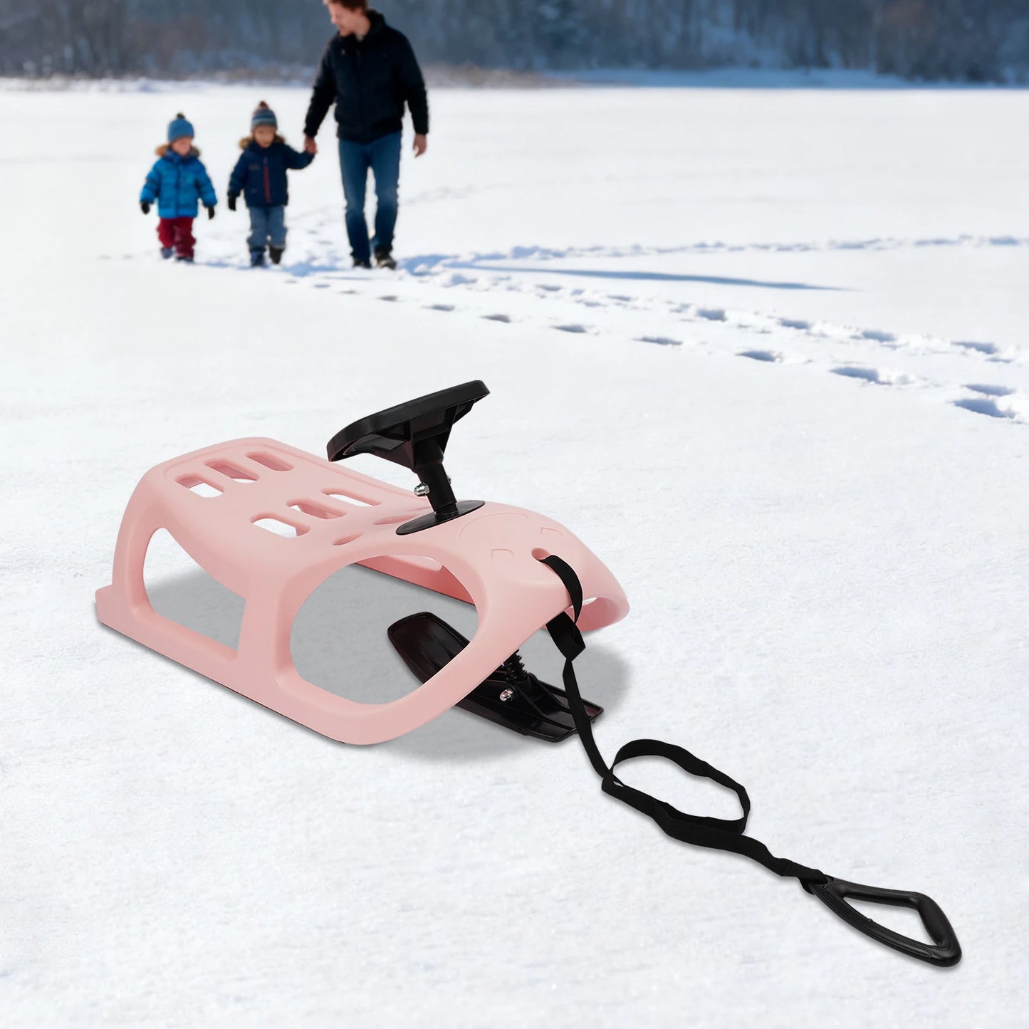 Snow Sled Single Rider Winter Sleigh Outdoor Snow Sled for Toddlers & Kids For Snowy Hills