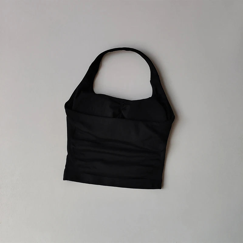 Neck Halter Shockproof Sport Longline Strappy Top Halterneck Vest Medium Support Yoga Gym Workout Seamless  Fitness Sport Bra