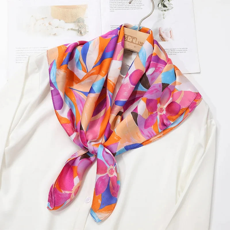 2026 New Fashion 70X70cmPrinted Women's Scarf Pashmina Silk Scarf Square Shawl Decorative Headband Neck Luxury Design Bandana