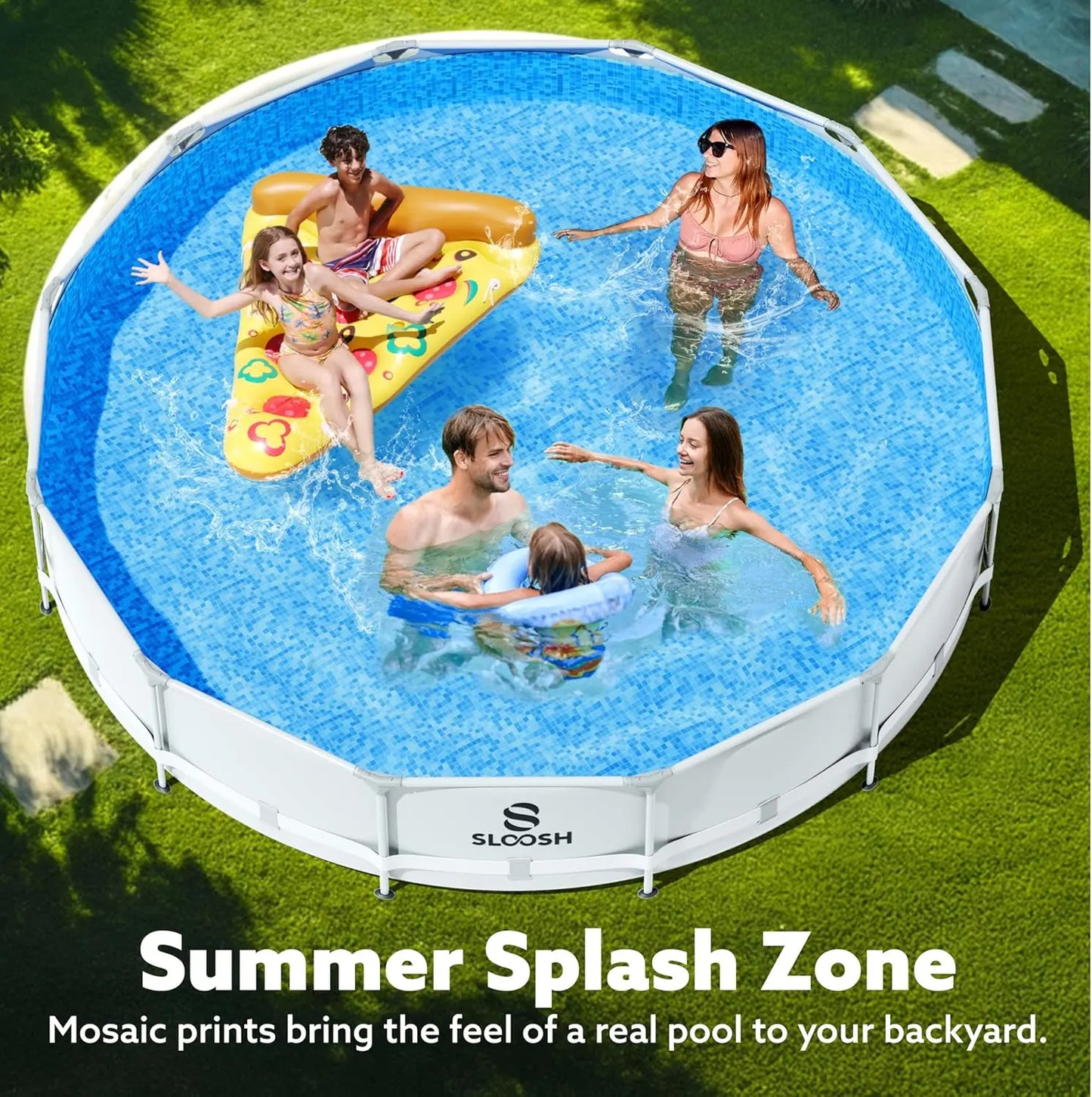 JOYFY Round Above Ground Pool 12ft/10ft/15ft Outdoor Round Frame Above Ground Swimming Pool Set for Kids Adults with Filter Pump