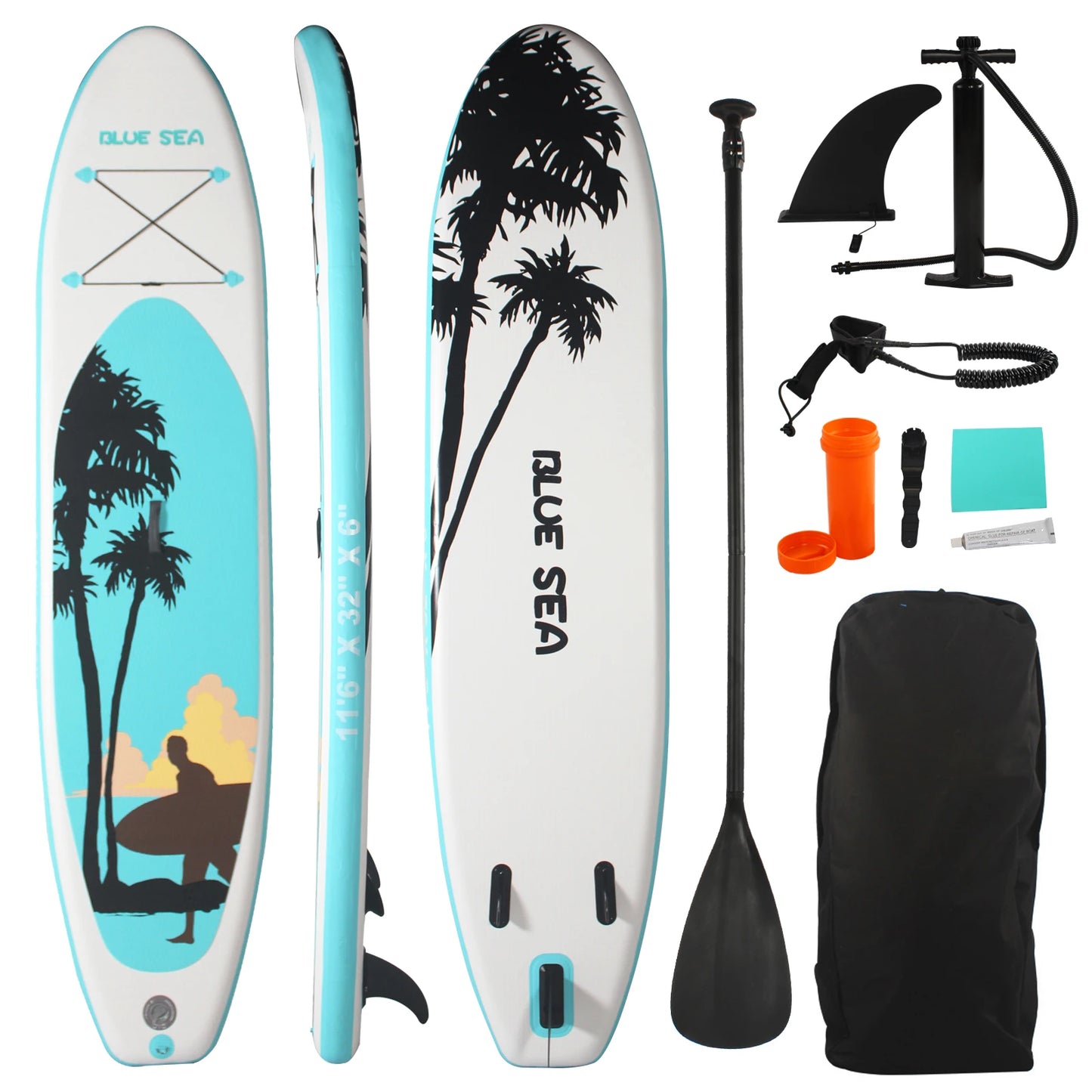 Portable Inflatable Stand Up Paddle Board 10'6"×32"×6", Premium PVC, Full Kit for Adults/Youth
