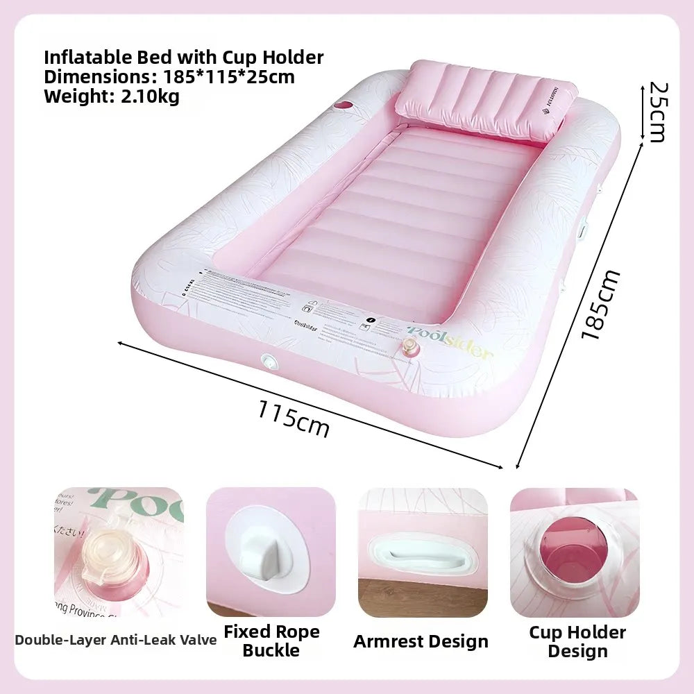 Inflatable Pool Float with Pillow Adult Swimming Floating Mattress Water Lounge Raft Beach Summer Party Toys