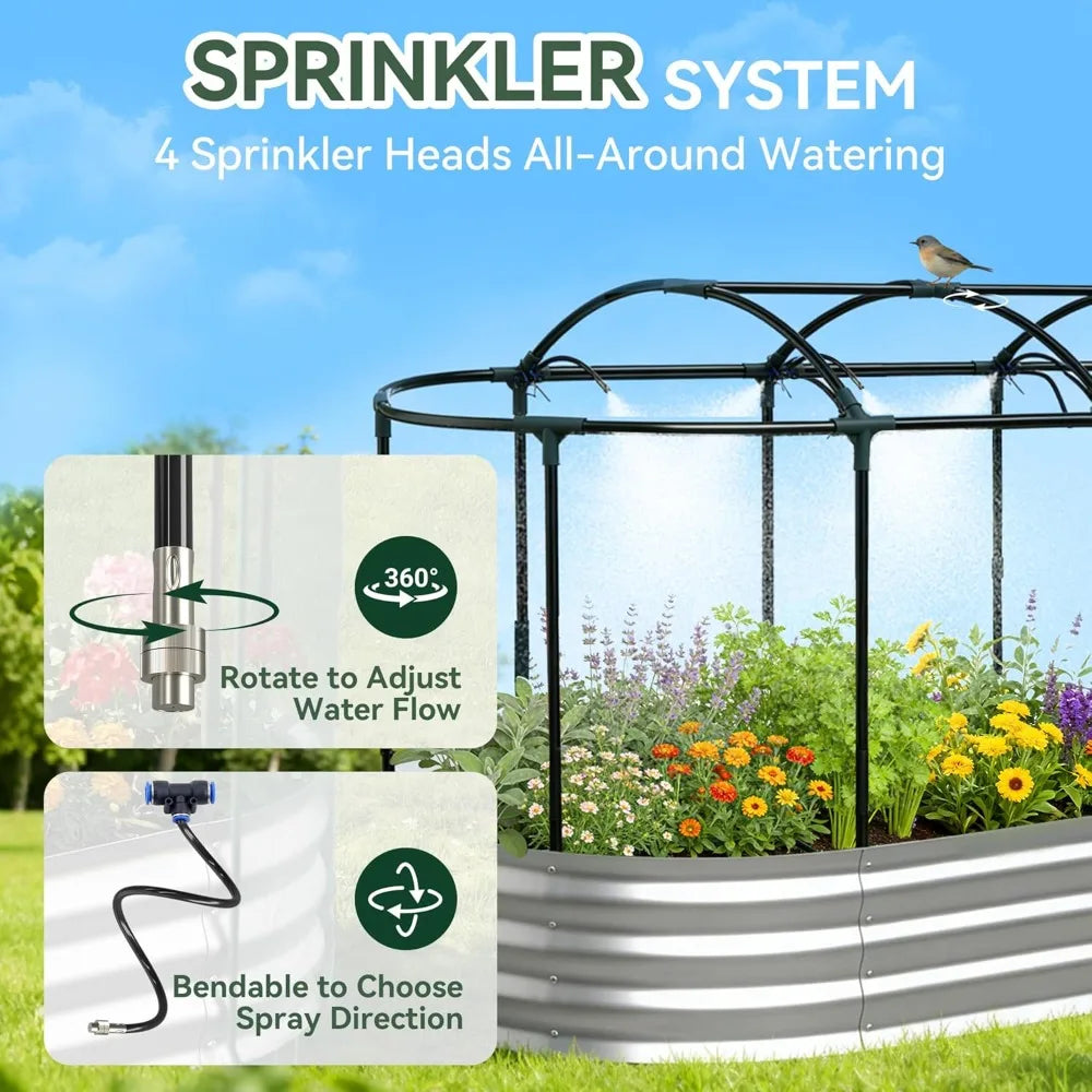 Self-Watering Raised Garden Bed 6x3x1 ft Galvanized Planter Box with Mesh Cover