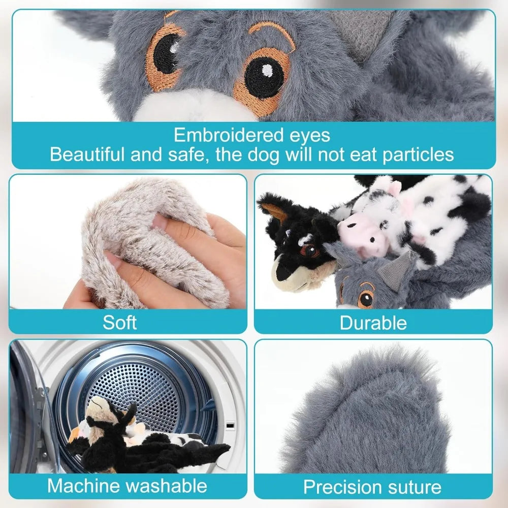 Sratte 10 Pcs Soft Dog Squeaky Toys No Stuffing Crinkle Dog Toy for Aggressive Chewers Durable Plush Teething Puppy Squeak Anima