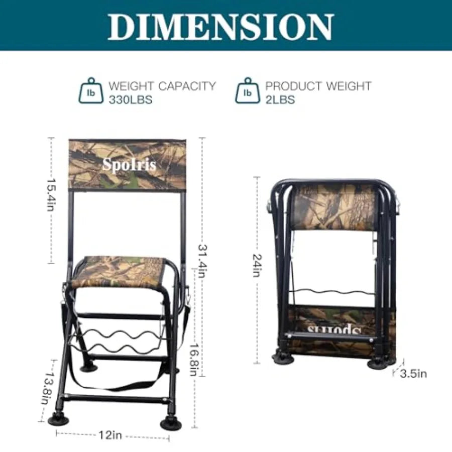 Fishing Chair with Rod Holder for Adults Outdoor Foldable Fishing Stool Portable Camping Chair with Rotating Soft Cushion Foot