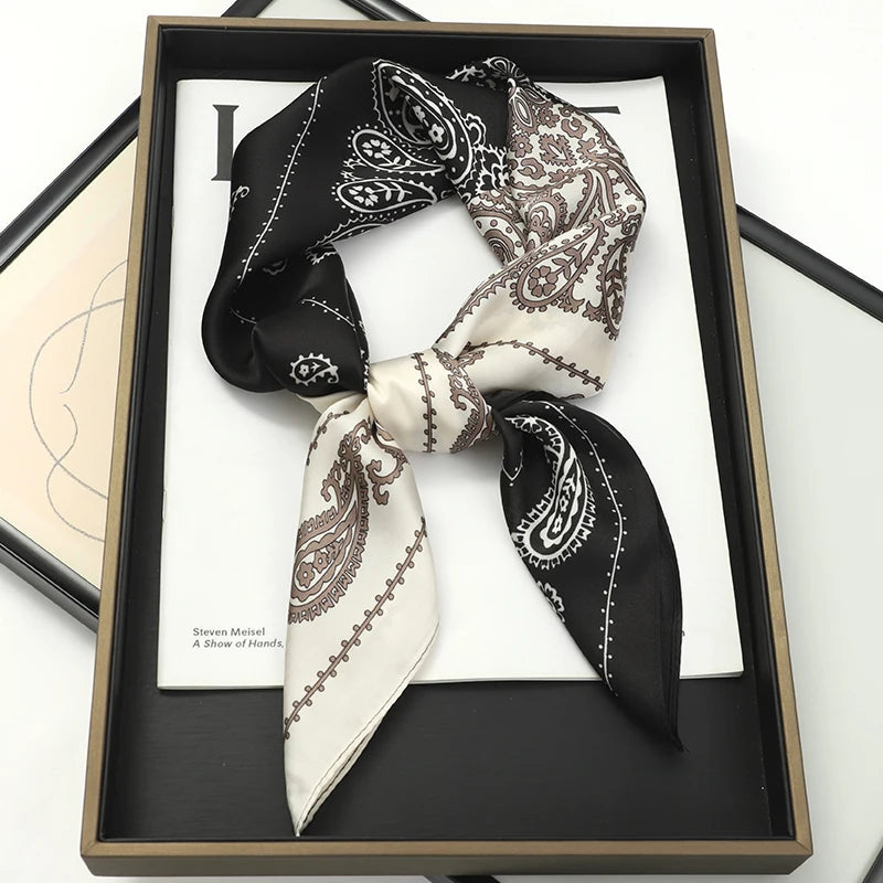 2026 New Fashion 70X70cmPrinted Women's Scarf Pashmina Silk Scarf Square Shawl Decorative Headband Neck Luxury Design Bandana