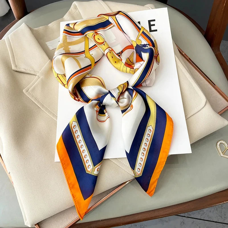 2026 New Fashion 70X70cmPrinted Women's Scarf Pashmina Silk Scarf Square Shawl Decorative Headband Neck Luxury Design Bandana