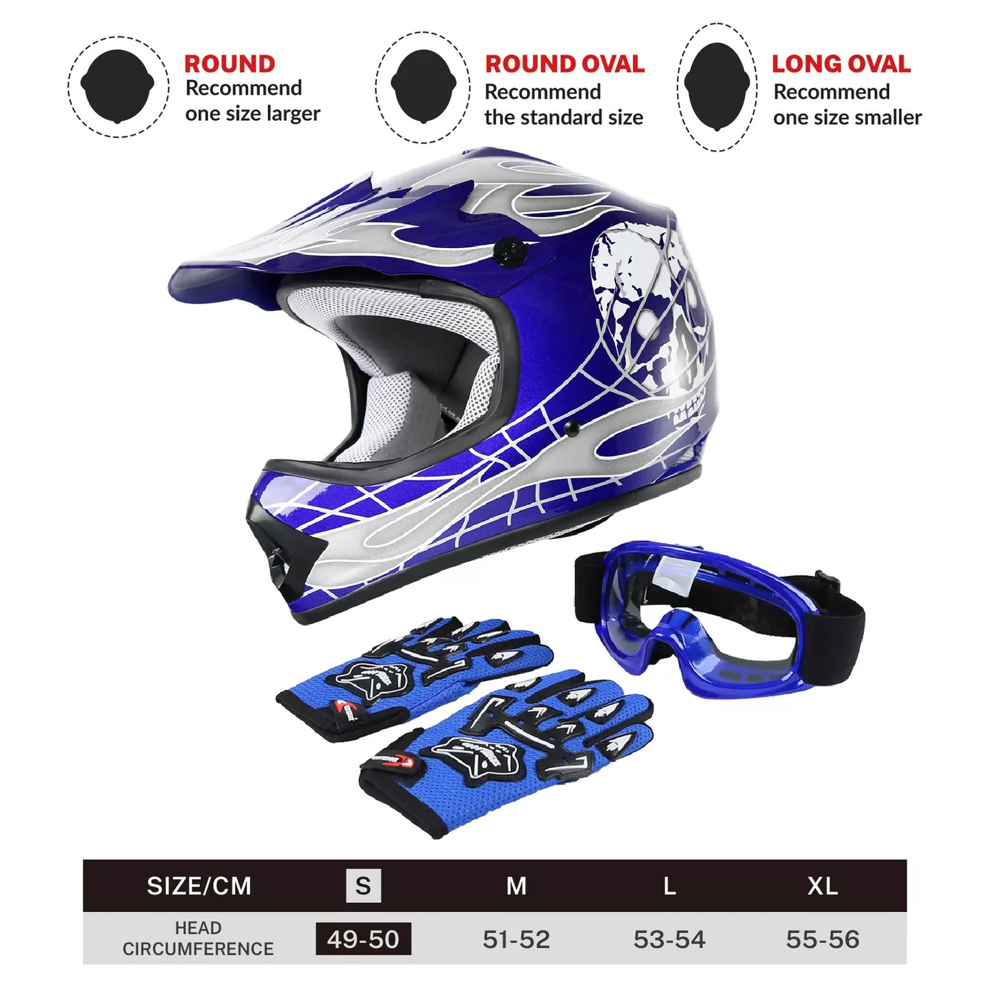 DOT Youth Helmet Child Kids Motorcycle Full Face Offroad Dirt Bike ATV S M L XL