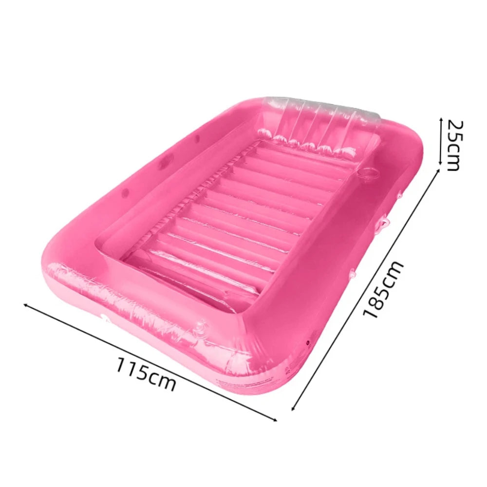 Double Person Inflatable Floating Mat with Pillow Adult Backrest PVC Water Park Sunbathing Pool Lounger Floating Mat
