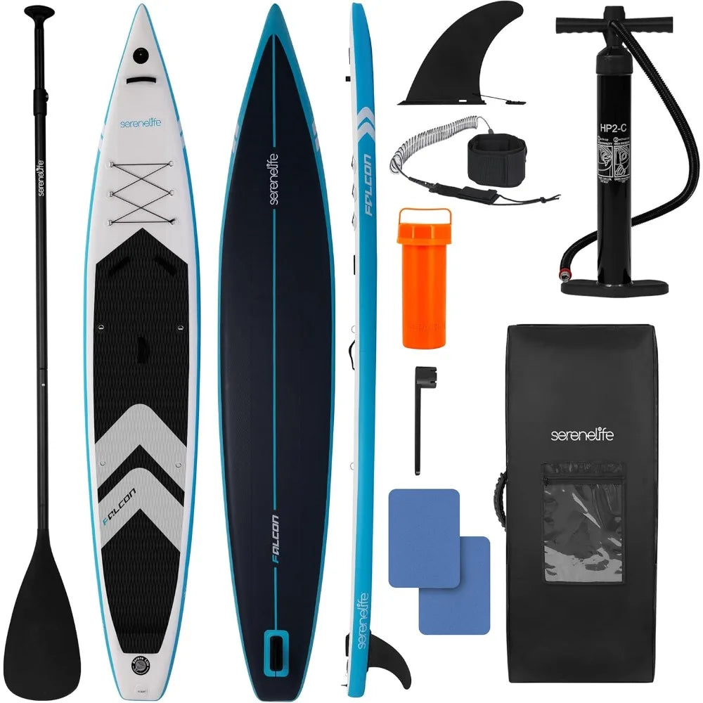 14’ Inflatable Stand Up Paddle Board for Racing - 28” Narrow Design for Expert Paddlers with Non-Slip EVA Deck Pad