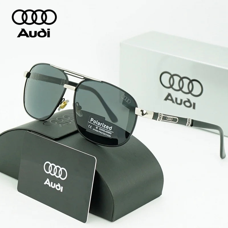 AUDI Luxury Red Gold Polarized Sunglasses Men Designer Driving Sun Glasses Male Pilot Goggles UV400 Eyewear Oculos De Sol