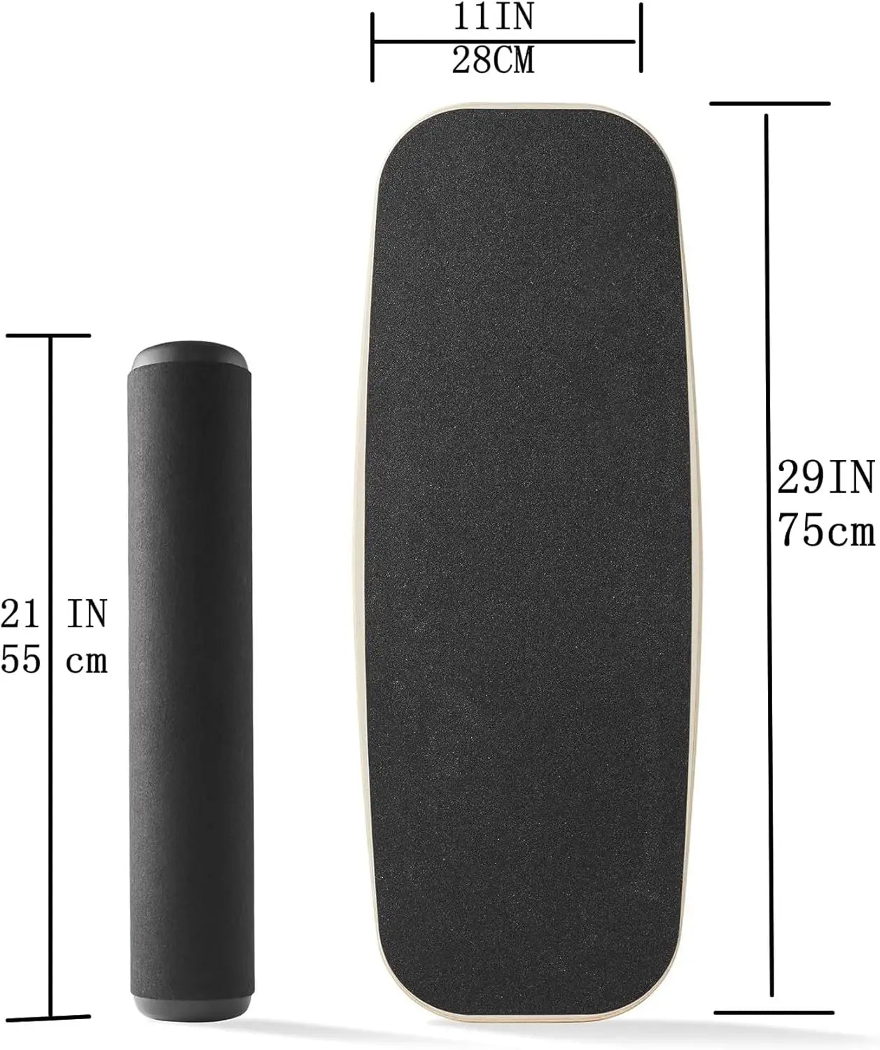 Balance Board with Adjustable Stoppers - 3 Distances, 300lbs Capacity for Surfing, Snowboarding, Skiing, Skateboarding