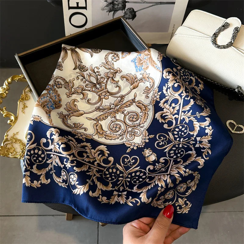 2026 New Fashion 70X70cmPrinted Women's Scarf Pashmina Silk Scarf Square Shawl Decorative Headband Neck Luxury Design Bandana